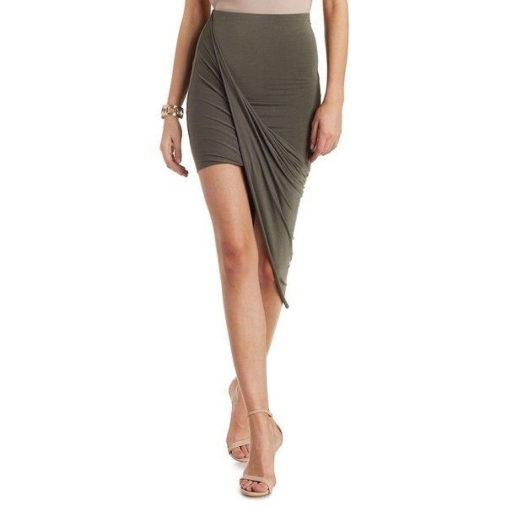 Charlotte Russe Women's Gray Asymmetrical Skirt, Size L